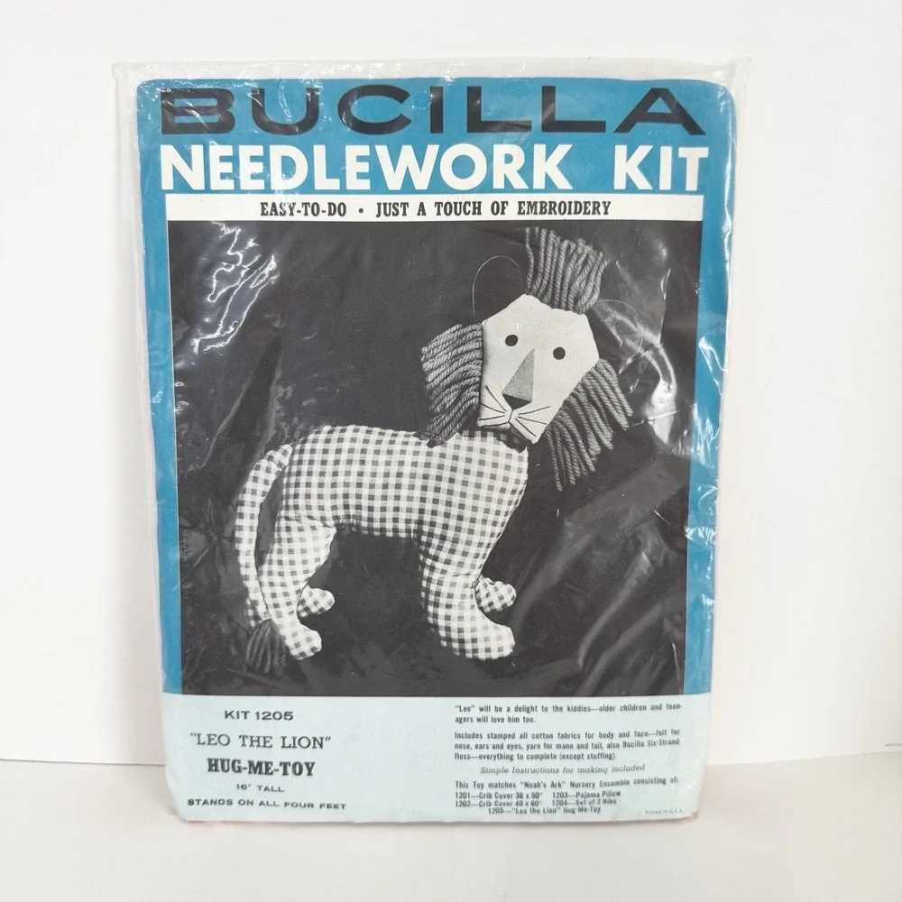 Vintage 1960s Bucilla Leo the Lion Hug Me Toy Needlework Kit 1205